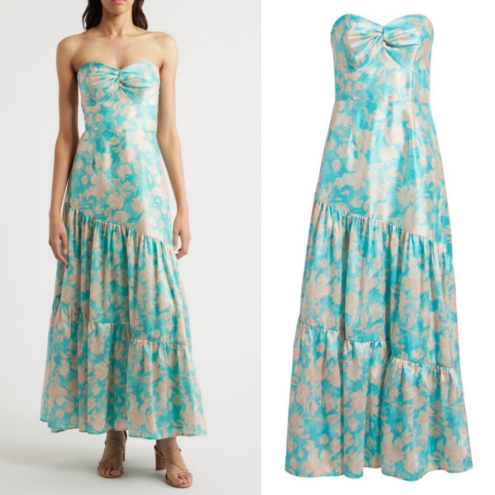NWT Hutch Phoebe Floral Strapless Maxi Cocktail Dress